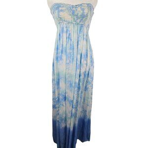 Tiare Hawaii Womens OS Dress Blue/White Marble Dye Soft Flowy Fairycore‎ Summer